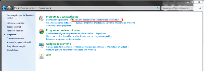 Activar IIS Windows 7 - Panel de Control